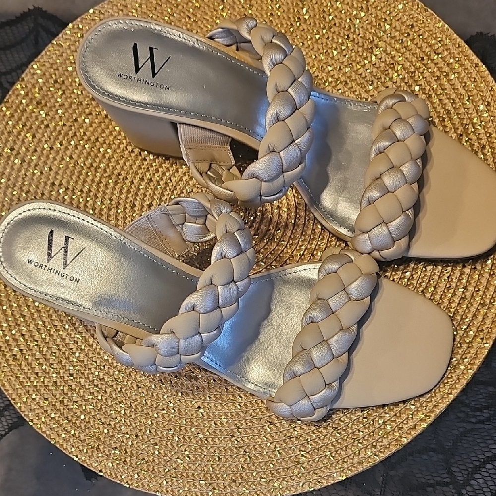 Worthington Women's Braided Cream Sandals